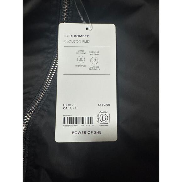 New with Tags Athleta Flex Bomber Jacket Black – XL/T (Tall) Water Repellent - Picture 7 of 7